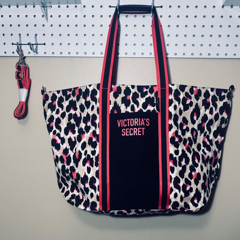 Victoria's Secret Brown and Black Tote Bag with Leopard Print